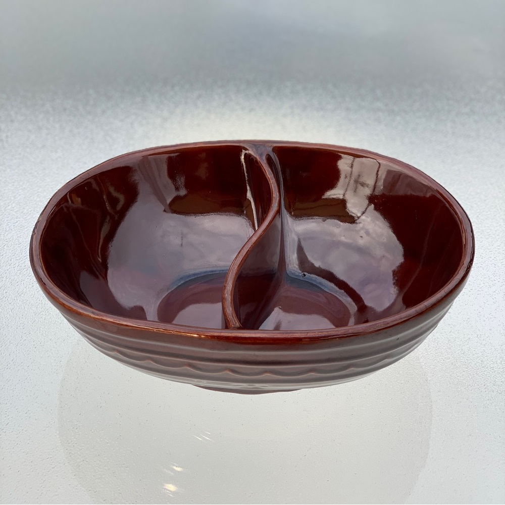 Marcrest Mid-Century Modern Oven-Proof Stoneware Divided Serving Dish Bowl